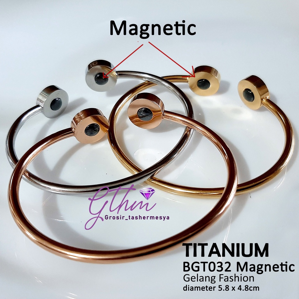 gelang tangan wanita Titanium BVL Diamond Perhiasan Fashion import Premium Anti Karat Model Cuff Simple BGT029-6