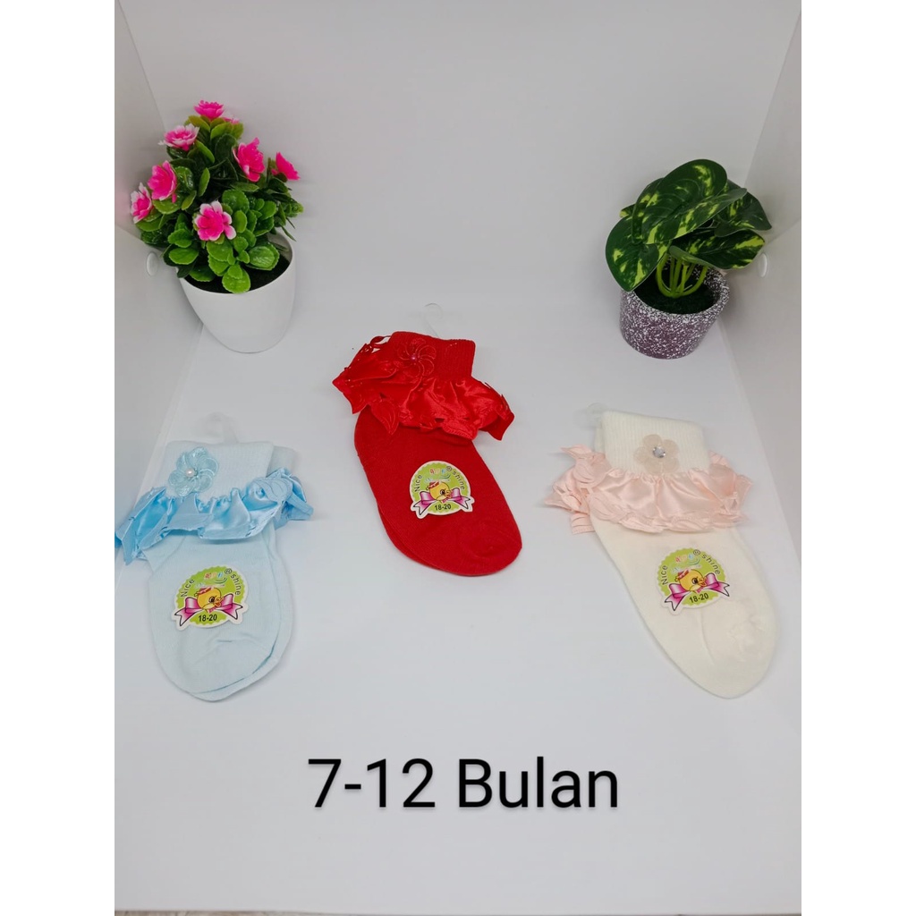 Kaos Kaki Bayi Perempuan Model renda cantik Bahan Berkualitas 0-12 bulan