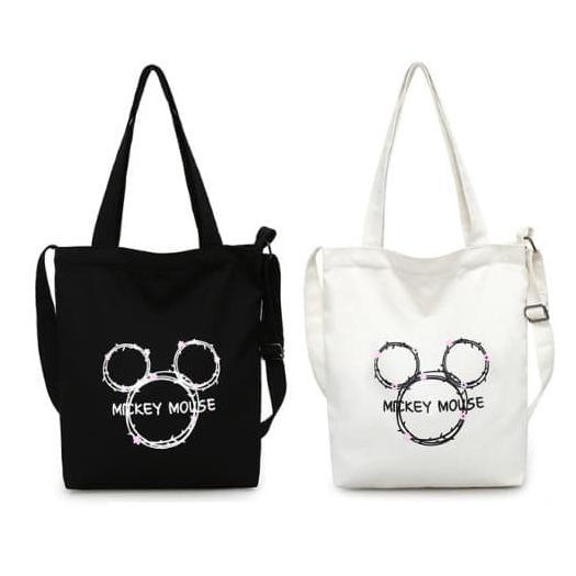 Hott Promo Tas Tote Bag Mickey Mouse Shoulder Sling Wanita Bahan Kanvas - Jc100
