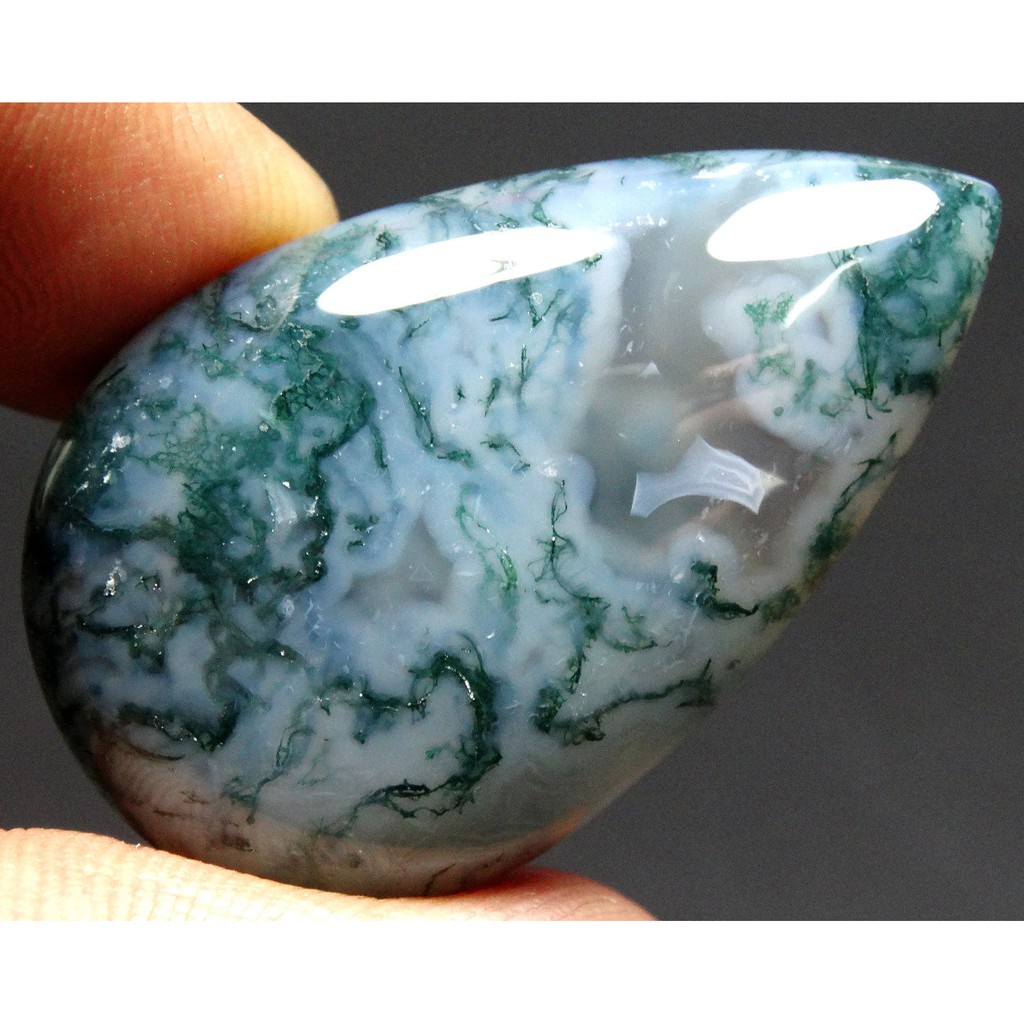 AG199 Pear Cabochon 50ct 36x22x8mm Natural Unheated Untreated Seaweed Moss Agate