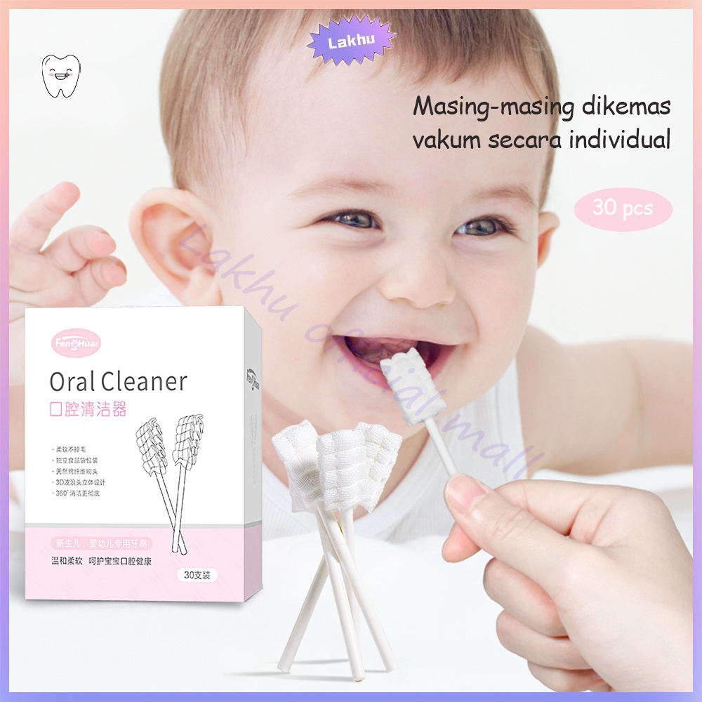 Lakhu sikat lidah bayi new born pembersih lidah mulut bayi/baby oral cleaner cotton toothbrush/baby oral cleaner stick