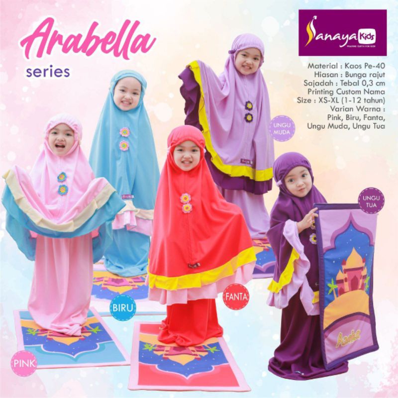 MUKENA ANAK // MUKENA KAOS POLOS // MUKENA ARABELLA BY SANAYA KIDS