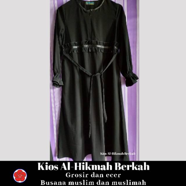 Gamis Banat 7 - 8 Tahun Al-Hikmah Collection Wool peach jetblack di Kios Al-Hikmah Berkah Bisa Cod