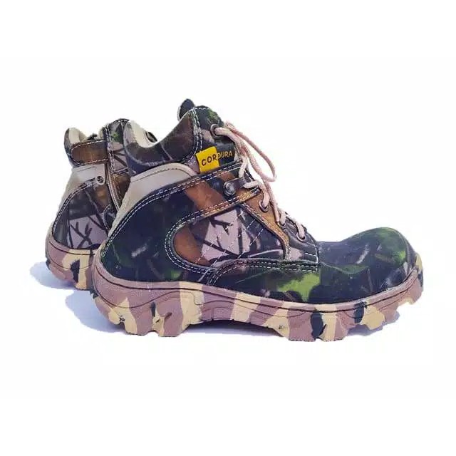 Sepatu safety boots adventure haiking gunung ujung besi / Sepatu PDL ARMY Loreng