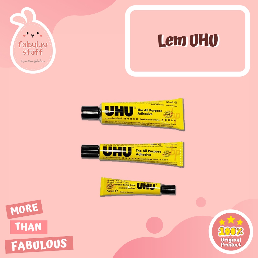 

ATK ~ Lem Uhu / Lem Kuning / Lem Prakarya / Yellow Glue Kecil Sedang Besar 7 20 35 ml