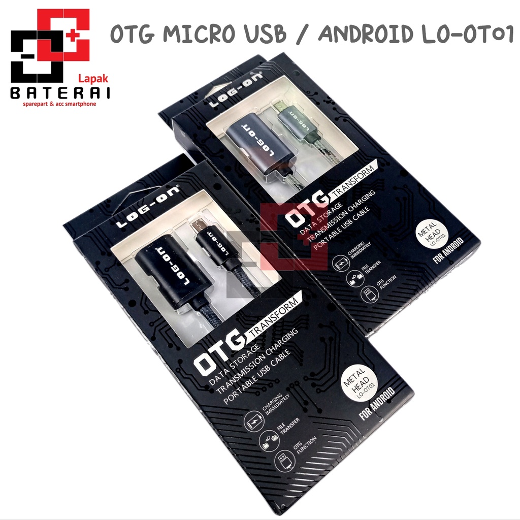 LOG - ON OT01 Micro Kabel OTG Android | Kabel File Transfer Metal Kabel Nylon Berkualitas