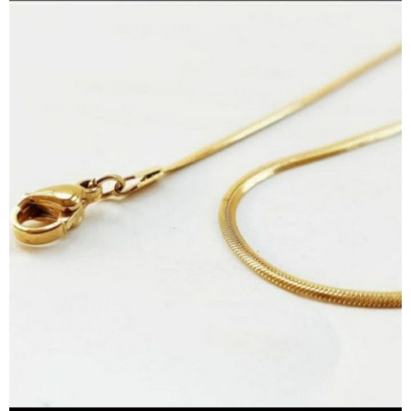 kalung titanium model belut ular pipih 50cm kalung -pria-wanita-emas
