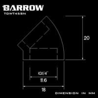 BARROW TDWT45SN 45° Adapter F-F G1/4 Fitting - Silver