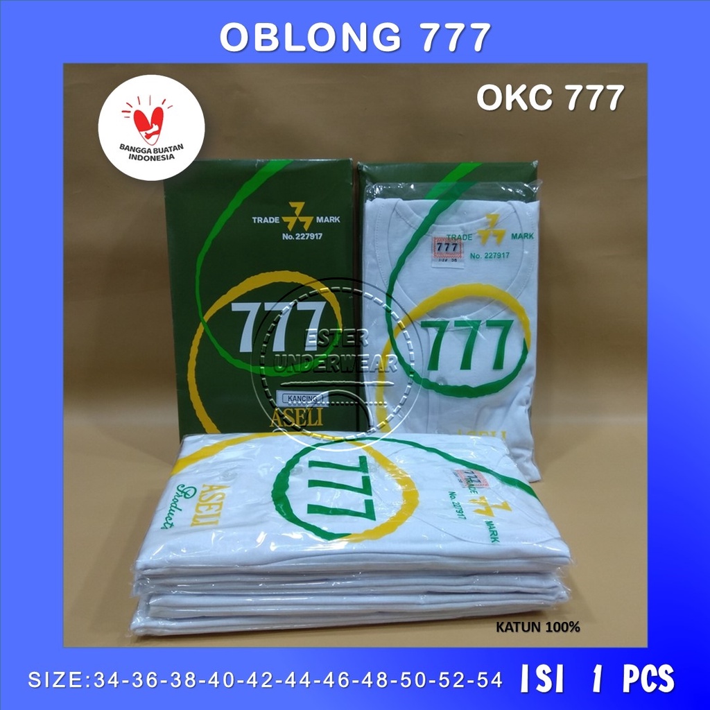 KAOS OBLONG PRIA 777 KANCING OKC 777  ISI 1 Pcs BAHAN KATUN