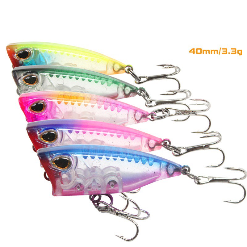 SYFishing 1Pcs Mini Popper Umpan Pancing 4cm 3.3g Fishing Lure Swimbait Ikan Bass Wobbler Kail Memancing Tackle