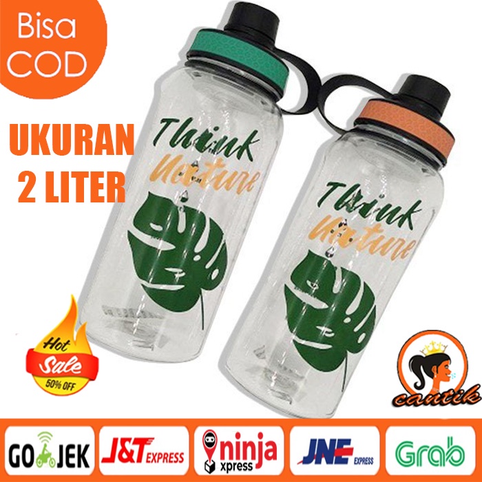 Botol minum 2Liter Think Nature / Botol Minum Sport Besar -Botol Minum Think Nature 2000 ML - Botol Besar 2 Liter - Drink Bottle