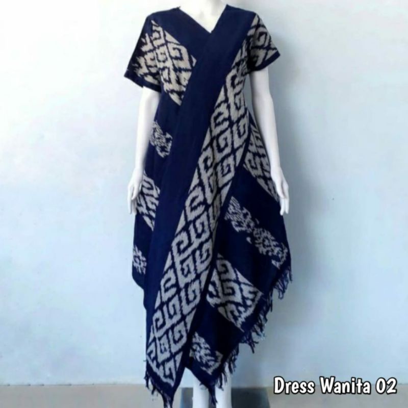 [READY] Dress Tenun Blangket, Busana Wanita Ethnic Tenun, Dress Tenun Asli Troso Jepara