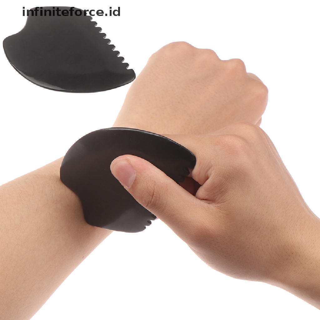 (infiniteforce.id) 1pc Alat Pijat Gua Sha Bahan Batu Bian Alami Warna Hitam