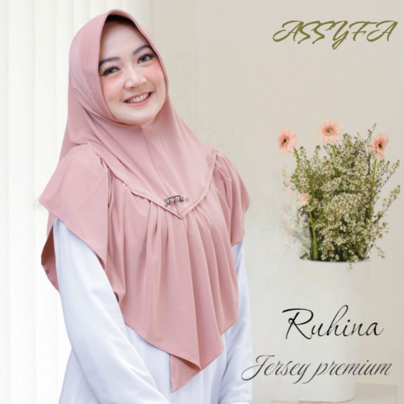 (Ori Assyfa) RUHINA •jilbab instan jersey premium• jilbab instan pet rampel