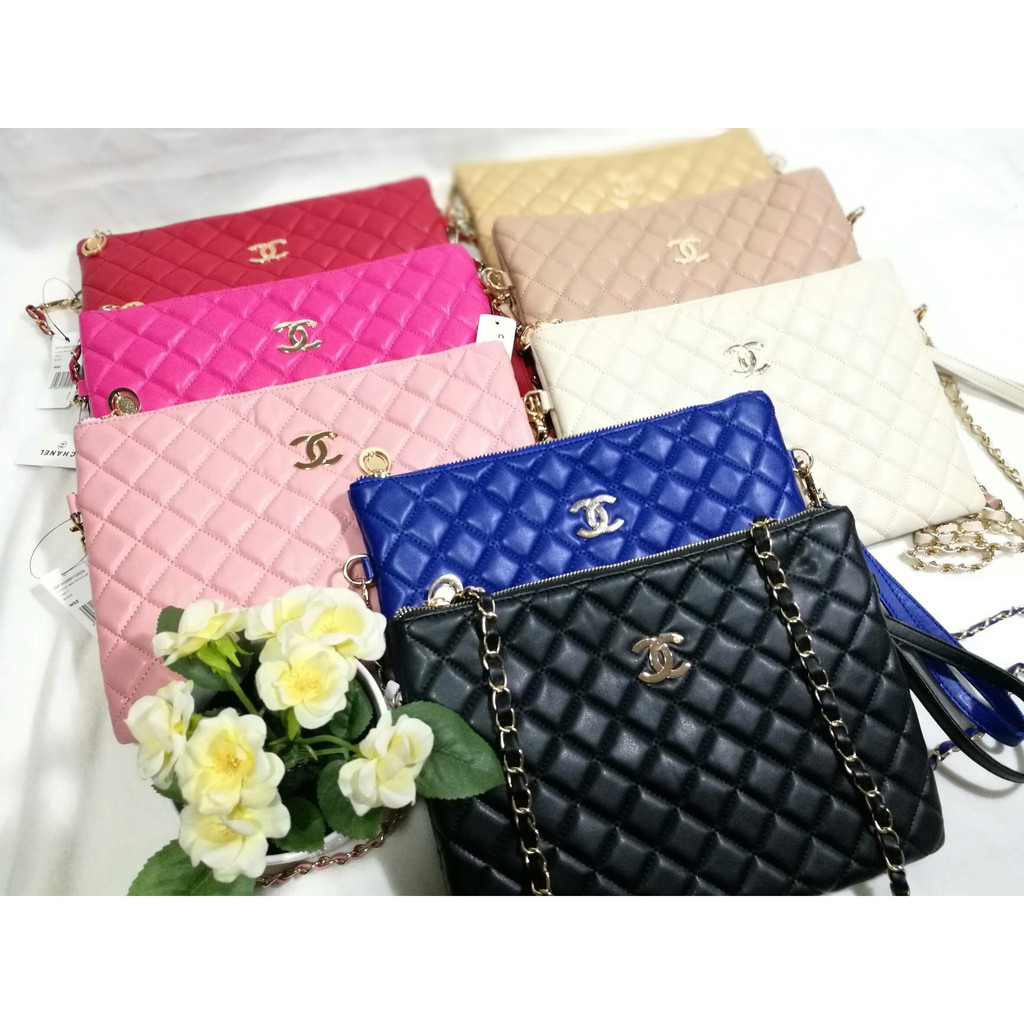 Best Seller Tas Tangan Clutch Wanita Fashion Branded Chanel Warna BABY PINK FANTA