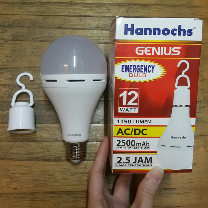 Bohlam Emergency Hannochs Genius Bulb 12 Watt Lampu Emergency tahan sampai dengan 5 jam saat listrik mati BEGARANSI RESMI