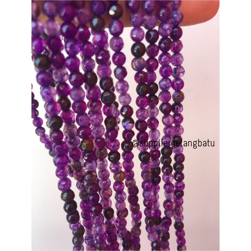 Batu kecubung serat FACET 4mm CUTTING purple amethyst bahan premium aksesoris craft grosir supplier