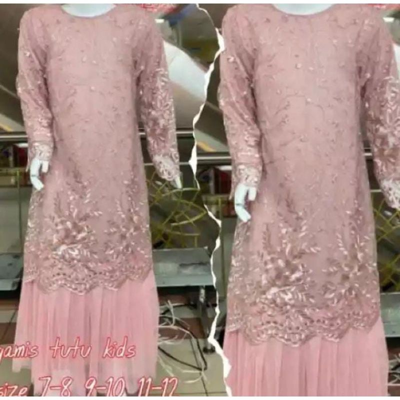 gamis tutu anak tille mutiara bordir anak /gamis pesta ank/kebaya anak/gamis remaja
