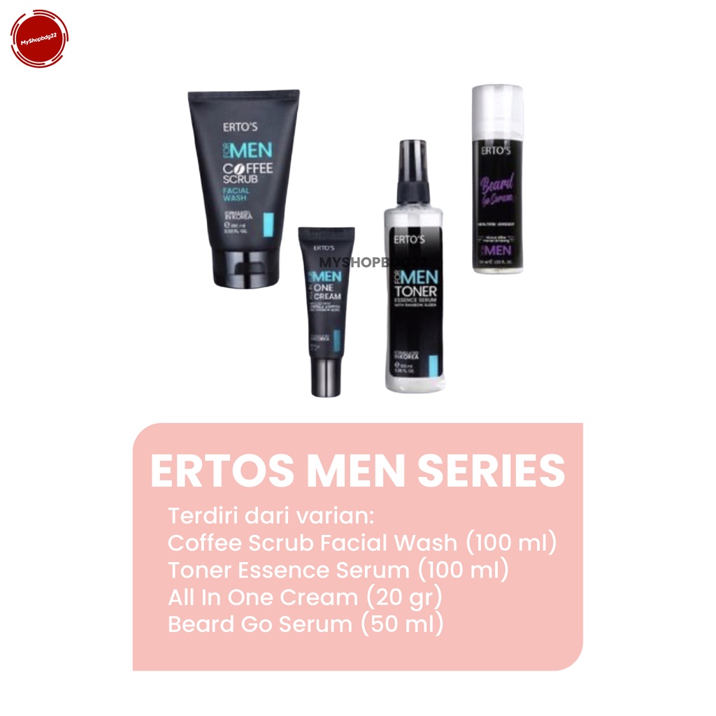 ERTOS MEN SERIES / COFFE SCRUB / ESSENCE TONER /SERUM PENUMBUH JENGGOT