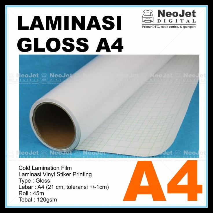 

Laminasi Glossy Dingin Vinyl Stiker Laminating A4 120 Gsm 45M Murah