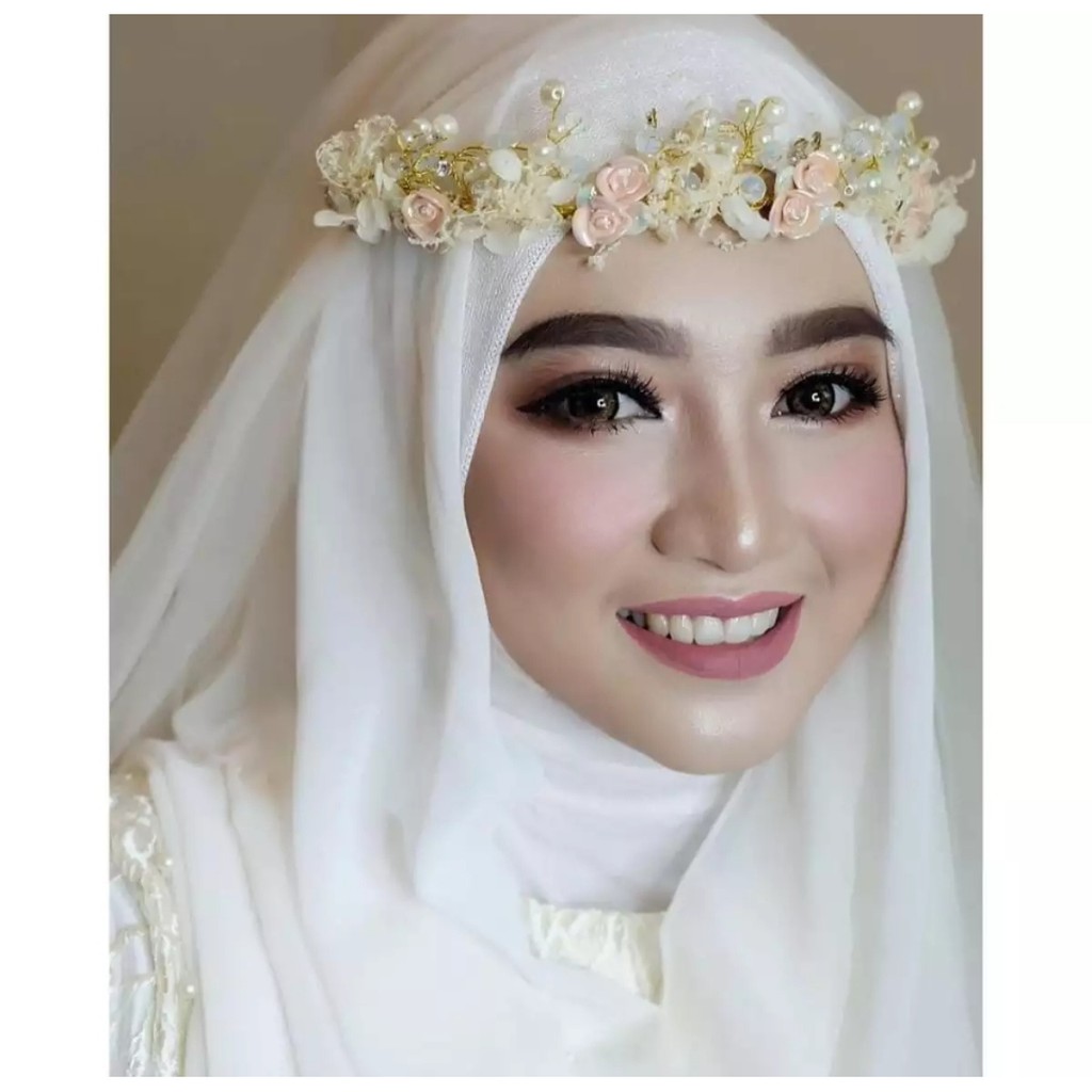 Luxury Mahkota Mutiara Bunga Putih - Headpiece Hiasan Hijab / Aksesories Kepala Elegan