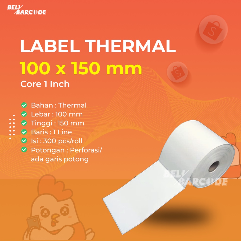 LABEL BARCODE THERMAL 100X150 - 100 X 150 @300