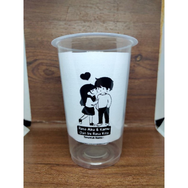 Sablon gelas cup minuman minimal order 300 cup