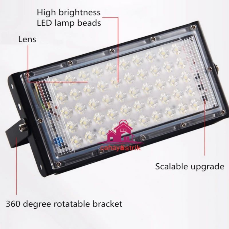 LAMPU SOROT / TEMBAK LED SLIM 50 WATT / 50W / SLIM LED FLOODLIGHT50 WATT AC 220V