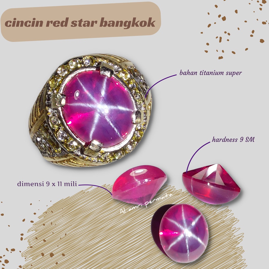 Cincin batu american star original bangkok cincin red star bangkok / Red star / Cincin pria