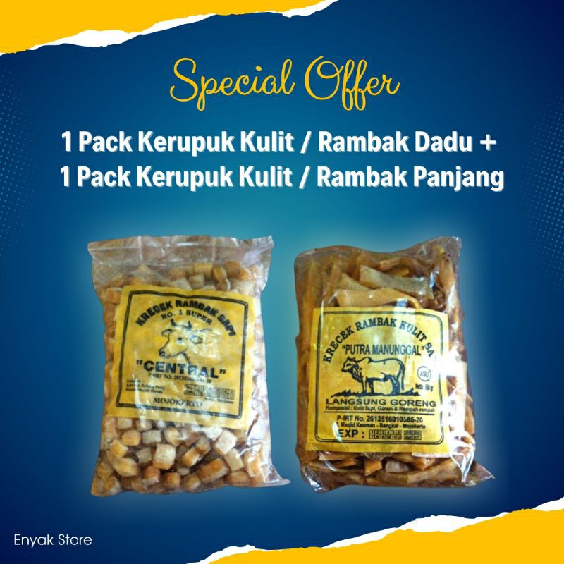 

Kerupuk Kulit / Rambak Panjang + Dadu Mentah