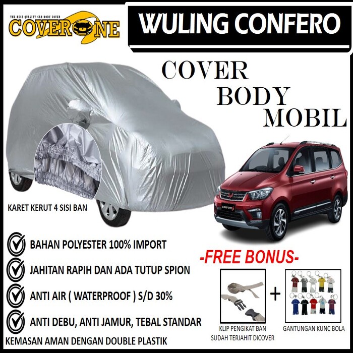 Selimut Sarung Body Cover Mobil Wuling Confero / Mantel Penutup Mobil Wuling Confero / Cover Mobil Outdoor Indoor / Selimut Mobil / Sarung Mobil / Cover Mobil Waterproof Anti Air Free Pengikat Ban