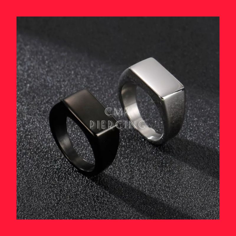 Cincin Titanium Persegi Pria Anti Karat Premium