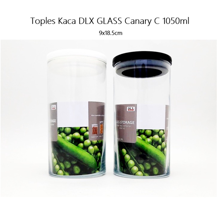 Toples Kaca/Penyimpanan Makanan DLX GLASS Canary C/Canary ST C 1050ml Uk. 18.5cm