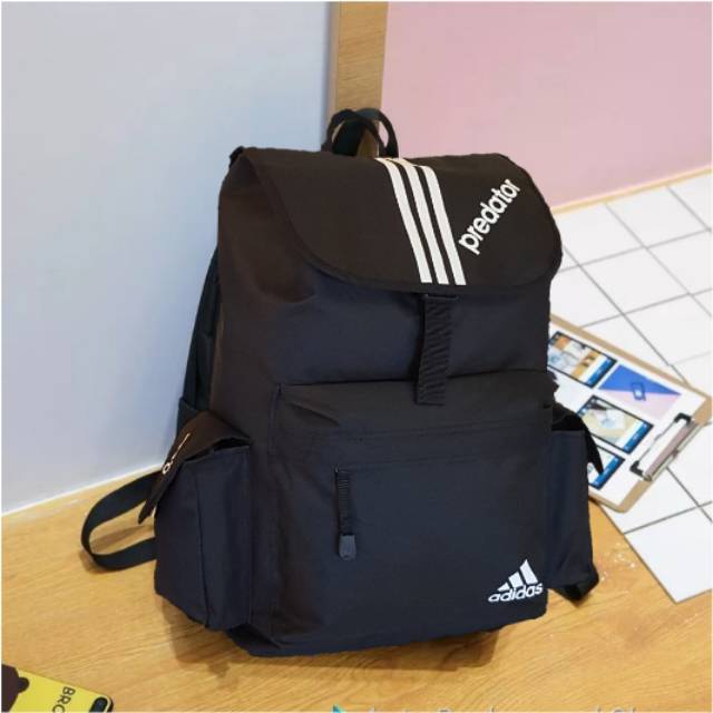 Tas Punggung Sablon Adidas Predator Nilon Wanita Laki-laki Tas Sekolah Kuliah Pelajar Perempuan Jala Travel Ransel Laptop Keren Pria Perempuan Tas Buku Mode Wanita