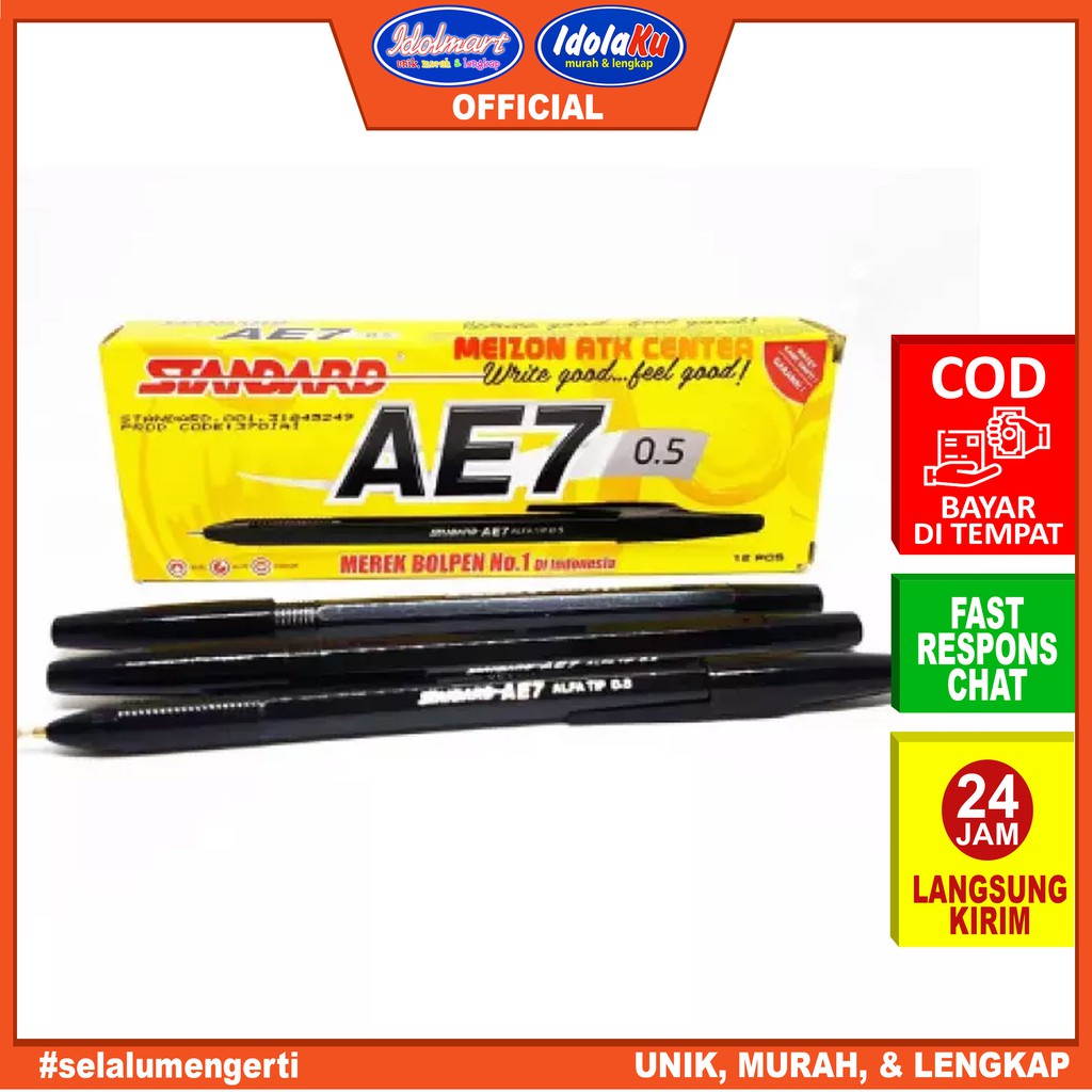 IDOLMART Pen Pena Pulpen Bolpen Standard AE7/Balpoin Standar AE7 Idolmart Surabaya