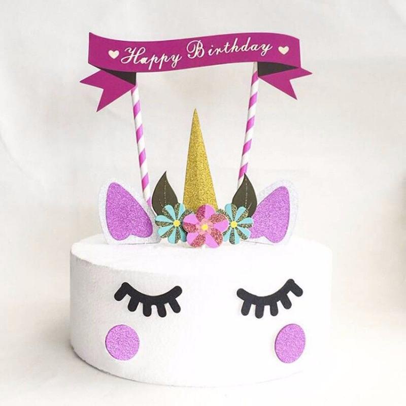 Tk 1 Set Lilin Topper Kue Ulang Tahun Bentuk Unicorn Untuk Dekorasi Pesta