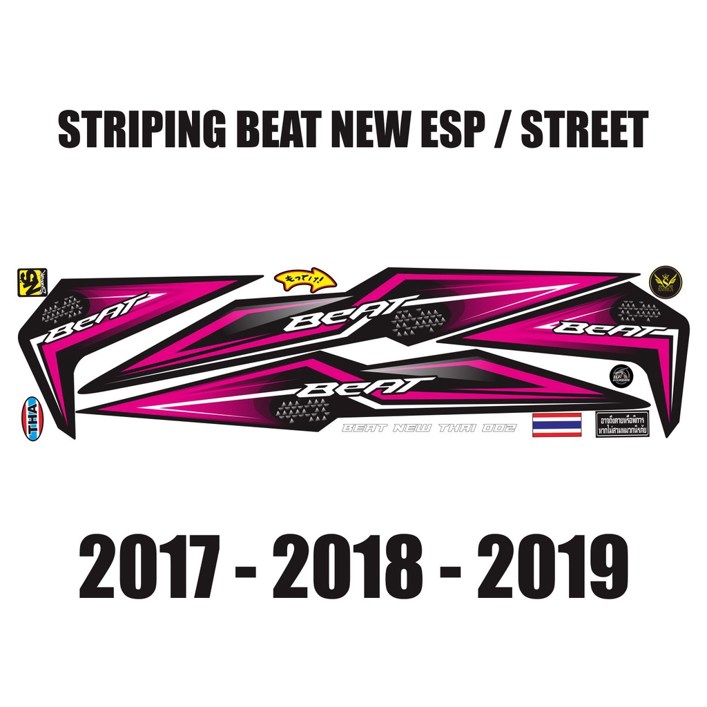BEAT NEW THAI 002 08 STICKER MOTOR / STRIPING VARIASI SIMPLE LIS MAGENTA