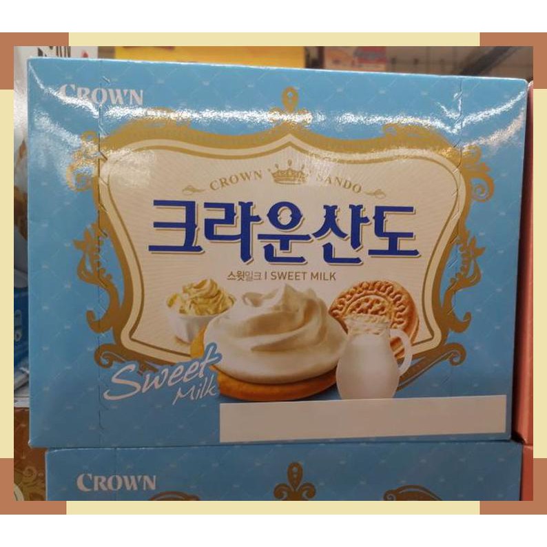 

Crown sando sweet milk 161 gram 8 pcs long ex date | biskuit krim susu