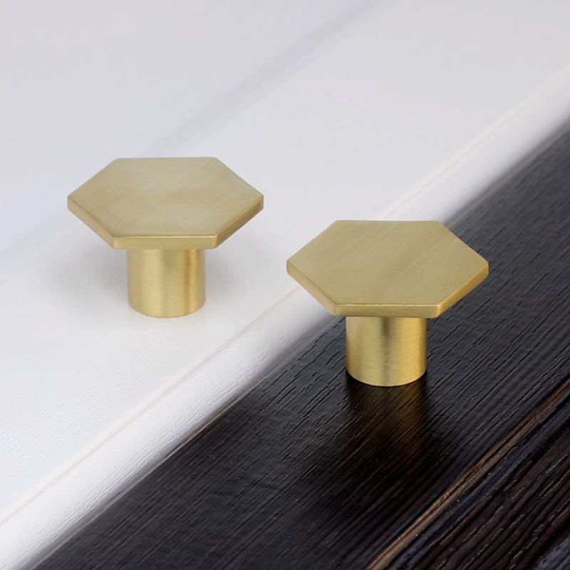 2j Gold Brass Hexagon Knobs Cabinet Door Handle Drawer Pulls Furniture Hardware Shopee Indonesia