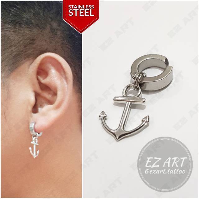 1Pc Model EZ-J Silver Anting Jepit Tusuk Variasi Bandul Gaya Punk Korea KPOP Stainless Steel