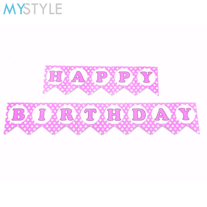 HAPPY TIME BANNER ULANG TAHUN POLKADOT/BANNER HAPPY BIRTHDAY/ BANNER ULANG TAHUN MURAH/ BANNER PESTA