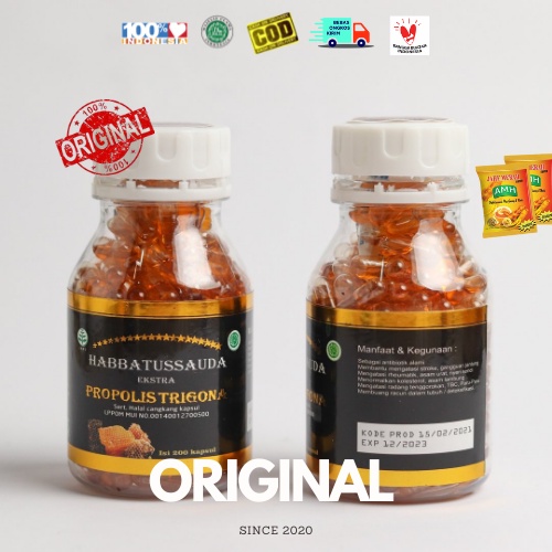 { COD } HABBATUSSAUDA EXTRA PROPOLIS TRIGONA 200 KAPSUL ORIGINAL ASLI 100% | 3in 1 | Habbasyifa | habatusauda oil | JInten HItam | KAMIL | UMS | 100 Kapsul