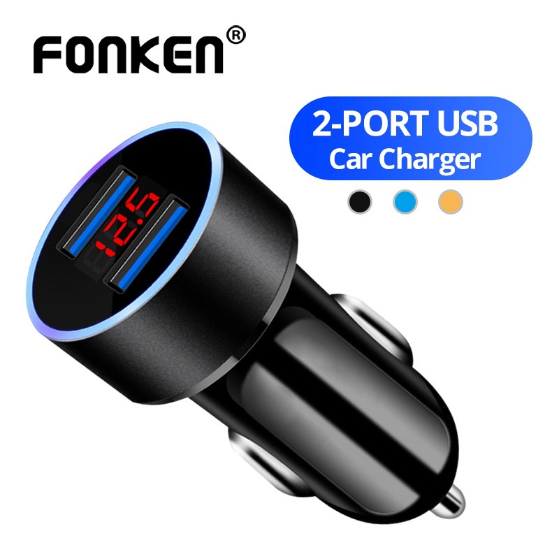 

Fonken Charger Mobil 2 Port USB 3.1A 5V dengan Layar LED Universal
