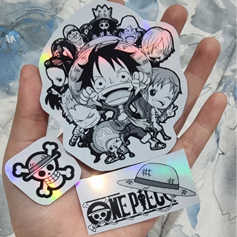 

3 pcs one piece holo stiker Waterproof Anti Air anime onepiece hologram sticker