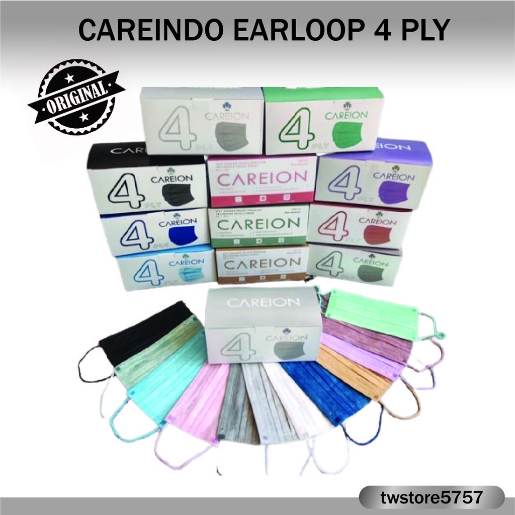 MASKER EARLOOP CAREION CAREINDO 4 PLY WARNA WARNI ISI 50 PCS CAREION MASK 4PLY EARLOOP COLORFULL CAREINDO4PLY 4PLYCAREINDO 4PLYCAREION