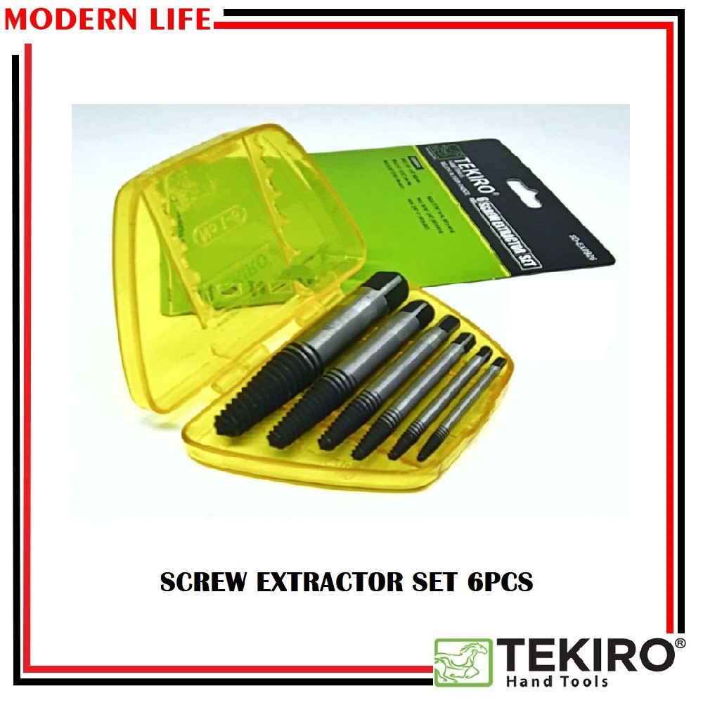 TEKIRO Screw Extractor 6 Pcs Pembuka Baut Set Tap Balik