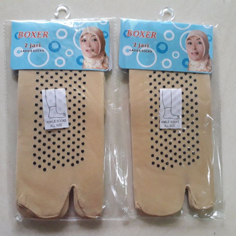 Kaos Kaki Stoking Jempol Tipis Anti Slip Wanita Warna Kulit Coklat Pendek Panjang Muslimah