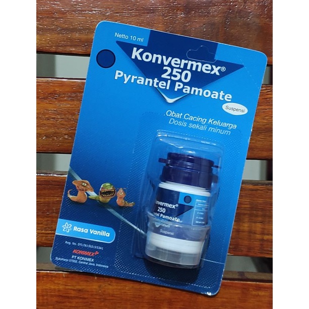 Konvermex 250 Syr 10 ML / Obat Cacing Anak / Obat Cacing Dewasa / Rasa Vanilla