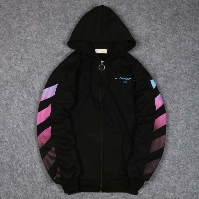 JAKET HYPEBEAST OFF-WHITE GRADIENT ZIPPER HOODIE PREMIUM