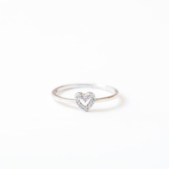 Cincin Hati Emas Putih Berlian Asli Gold Valentine Heart Ring VHR